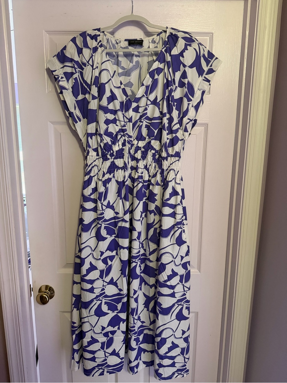 V-Neck Smocked-Waist Midi Dress